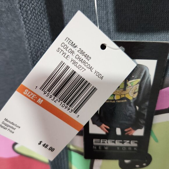 FREEZE NEW YORK NEW Women's Star Wars Baby Yoda Rainbow Gray Hoodie Medium - Picture 4 of 5